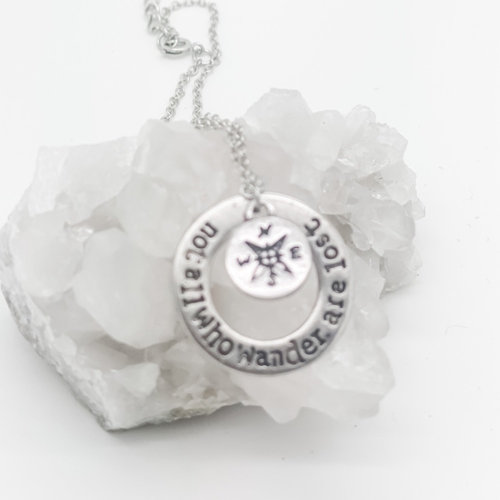 Not All Who Wander are Lost & Compass Necklace